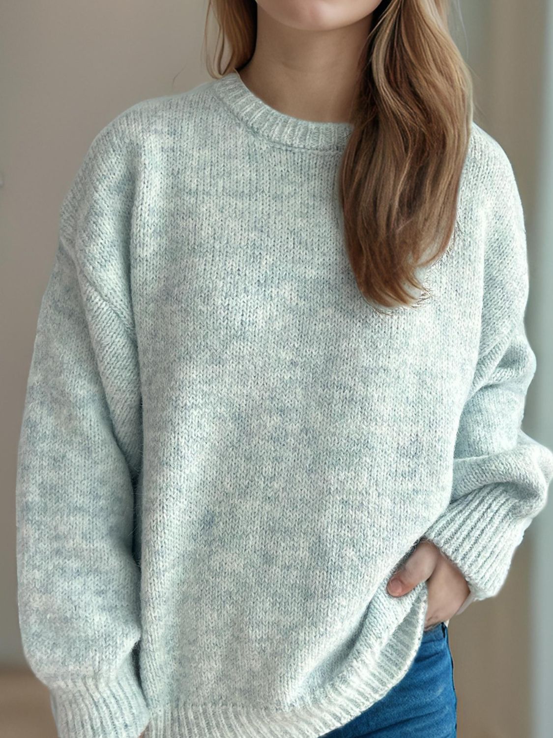 Round Neck Long Sleeve Sweater - The Daily Makeover