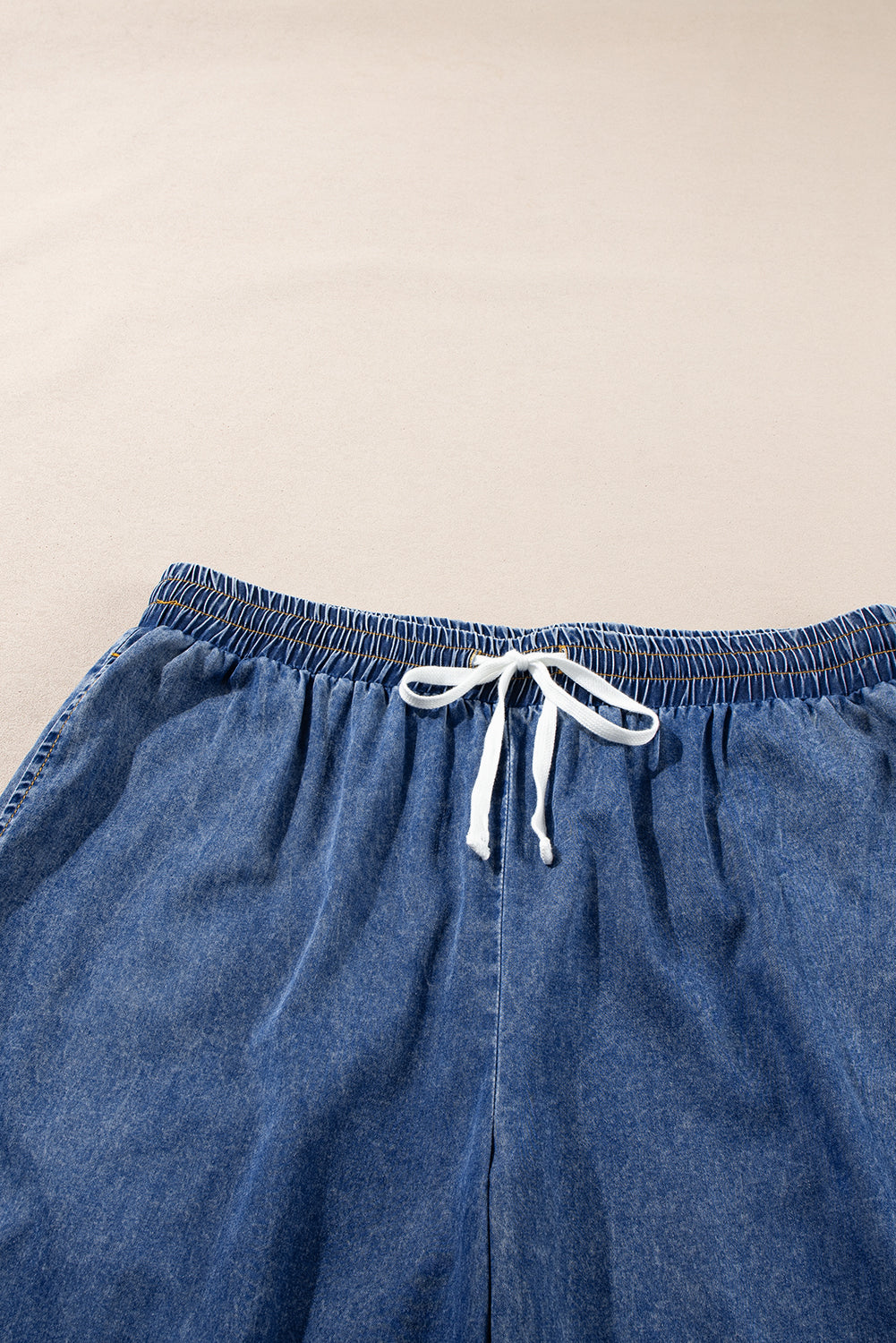 Dusk Blue Drawstring High Waist Plus Size Jeans - The Daily Makeover