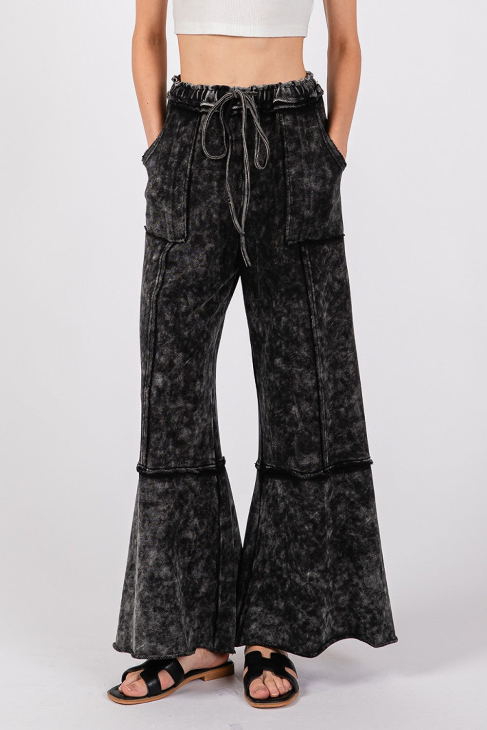 SAGE + FIG Mineral Washed Terry Wide Leg Pants - The Daily Makeover