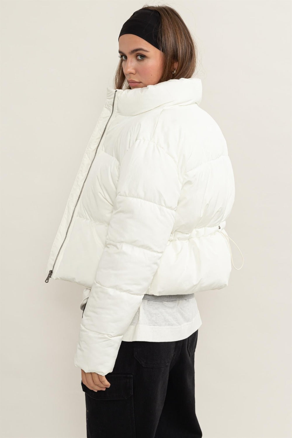HYFVE Quilted Back Drawstring Puffer Jacket - The Daily Makeover