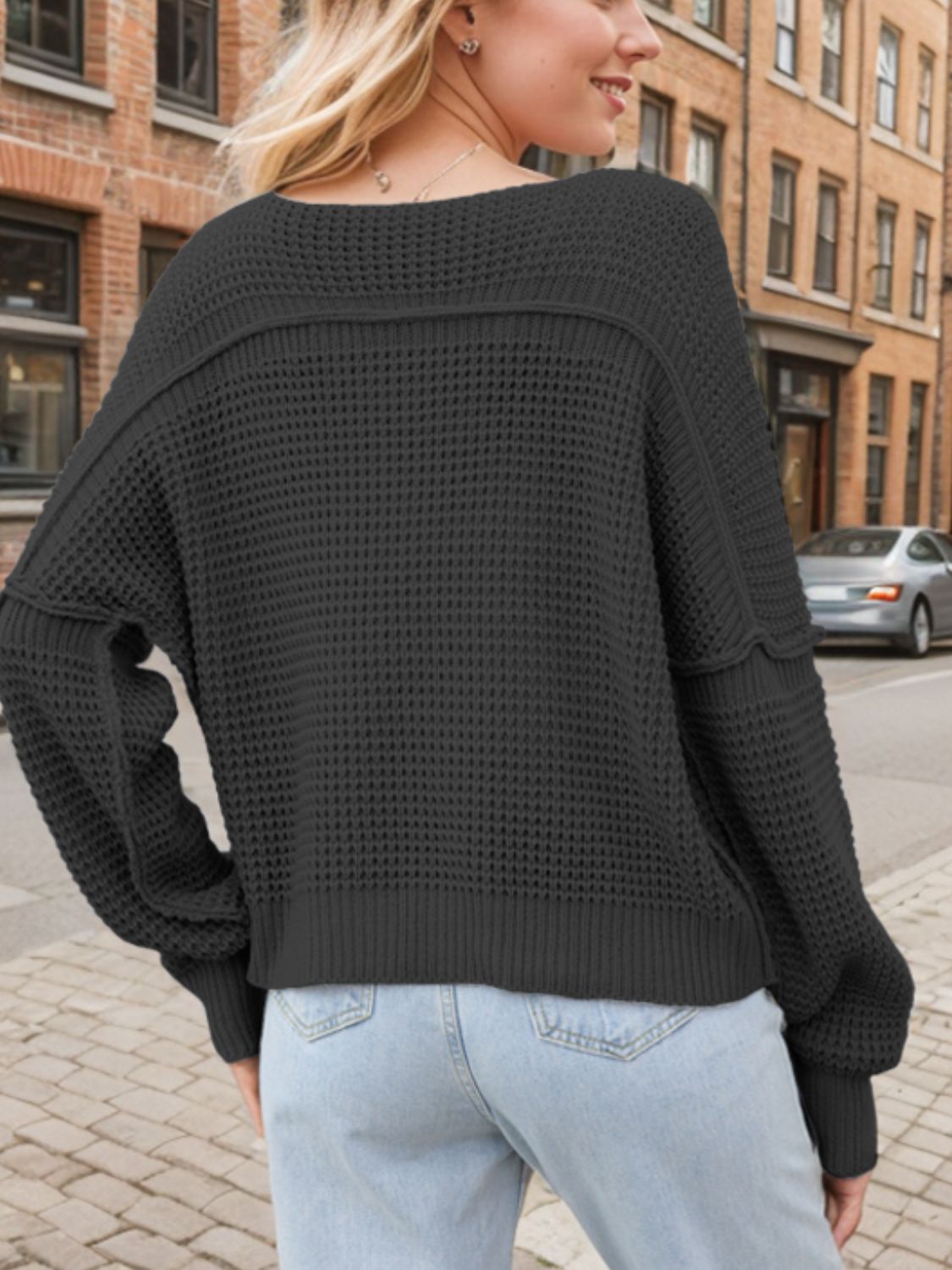 V-Neck Long Sleeve Sweater - The Daily Makeover