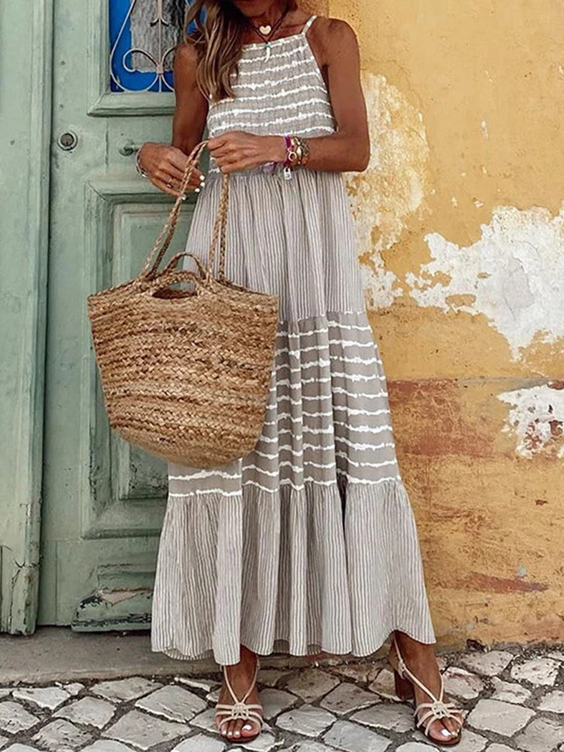 Tiered Striped Sleeveless Cami Dress - The Daily Makeover