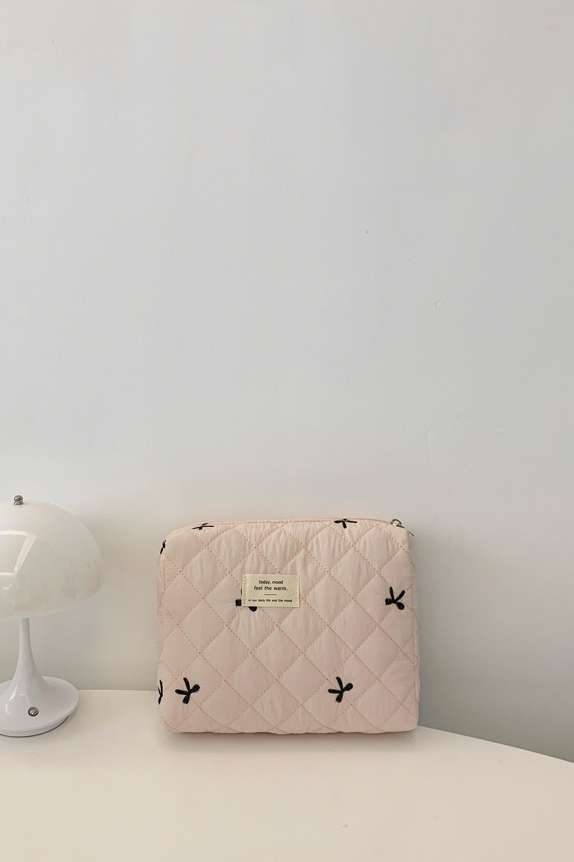 Bow Embroidered Quilted Storage Bag - The Daily Makeover