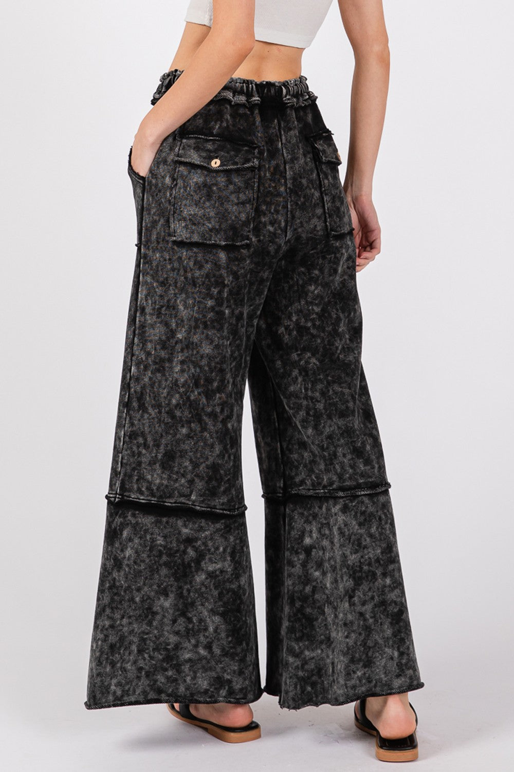 SAGE + FIG Mineral Washed Terry Wide Leg Pants - The Daily Makeover