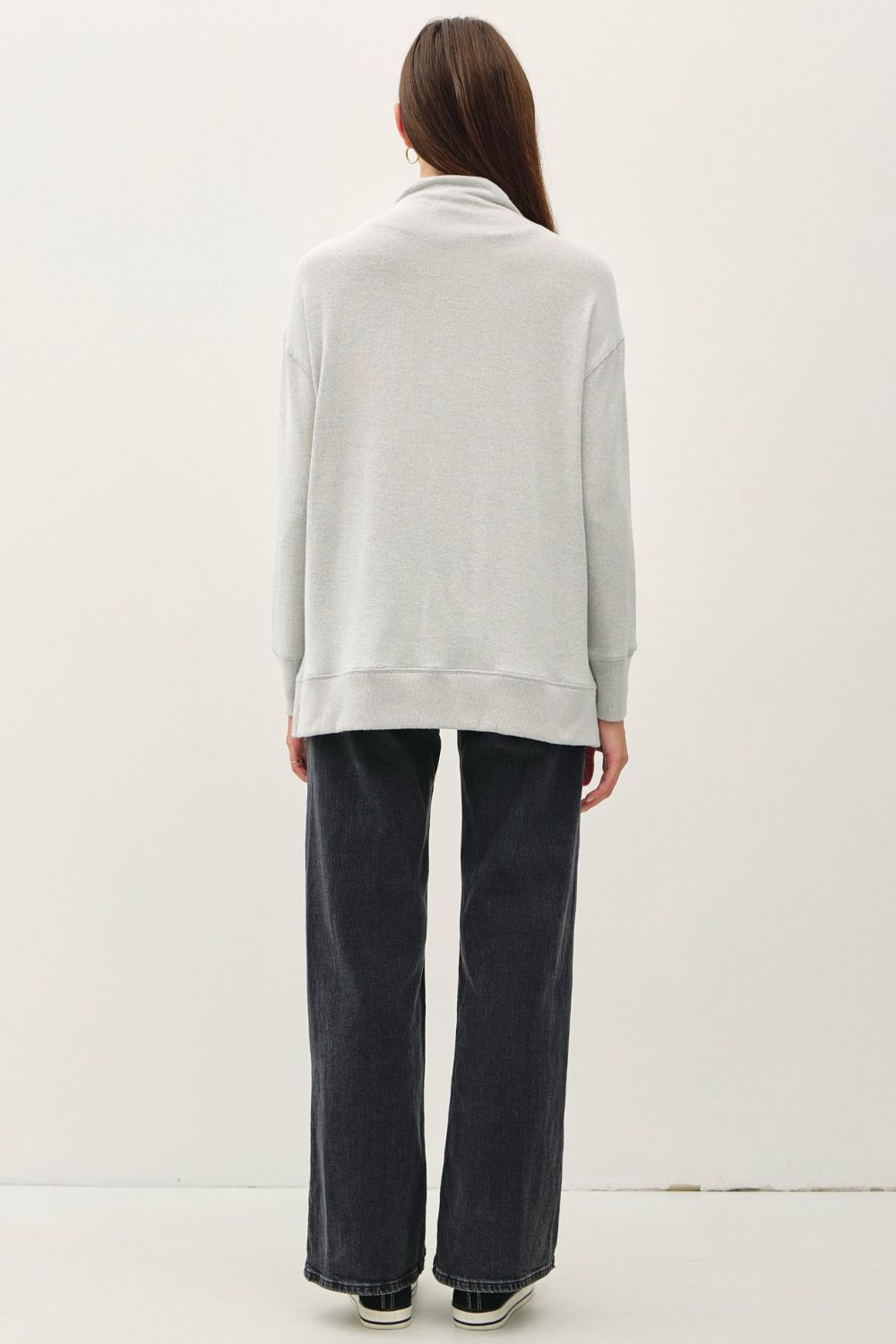 Be Cool Side Slit Mock Neck Long Sleeve Tunic Top - The Daily Makeover