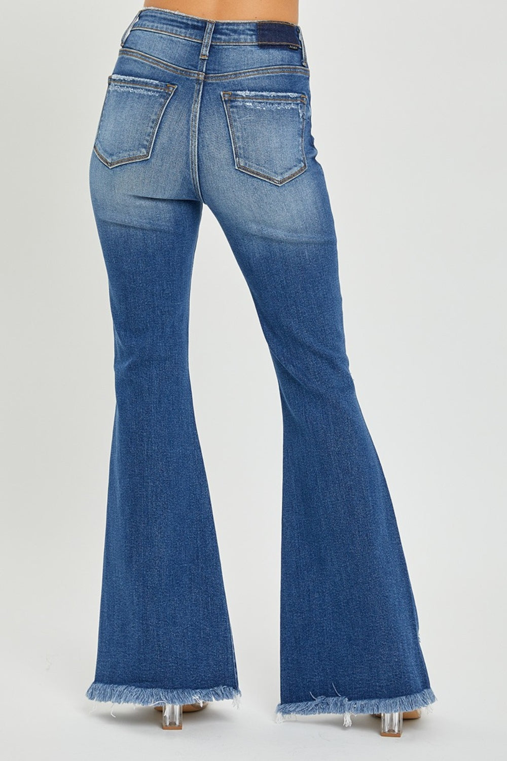 Full Size High Rise Front Slit Frayed Hem Flare Jeans - The Daily Makeover