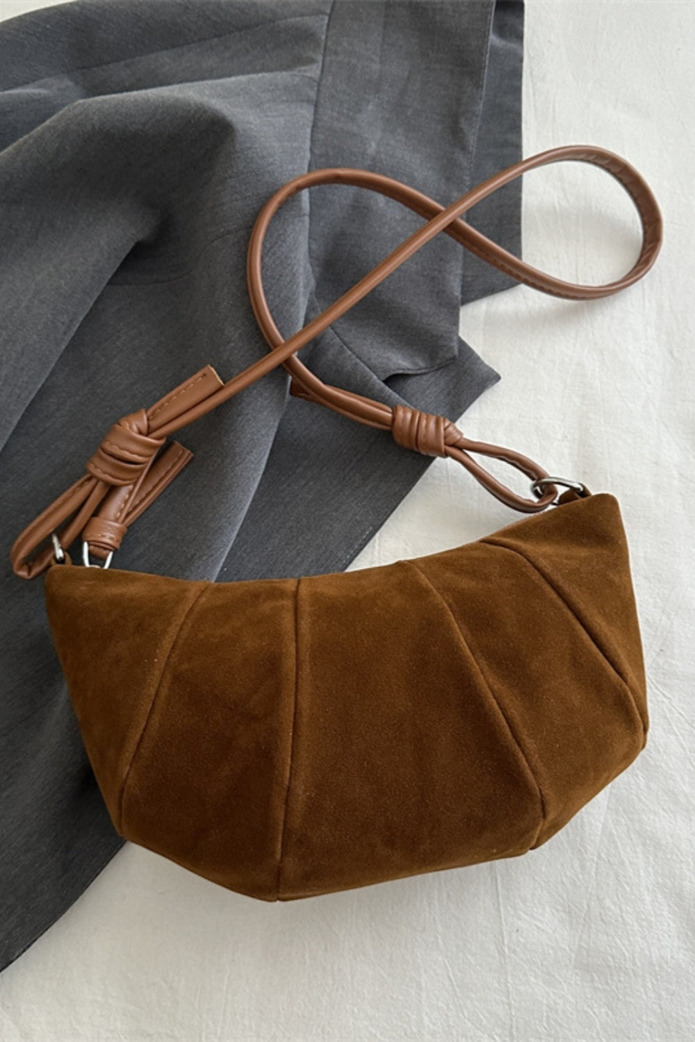 Suede Croissant Shape Shoulder Bag - The Daily Makeover