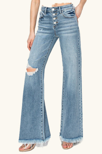 Mid Rise Button Fly Wide Leg Jeans - The Daily Makeover