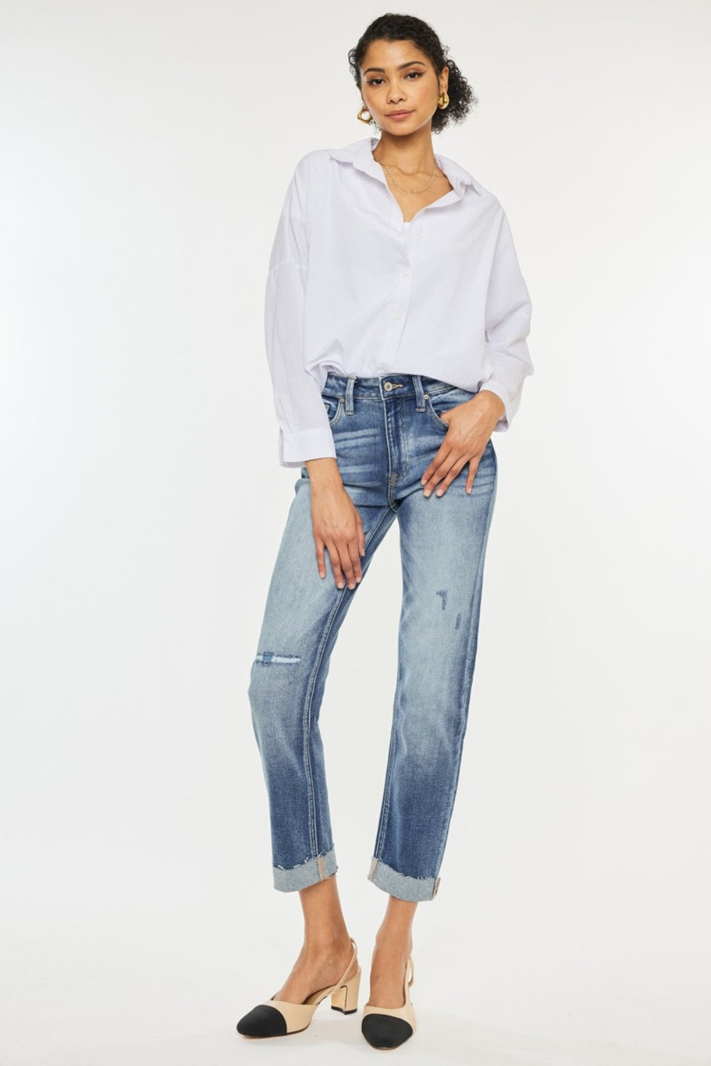 Kancan High Rise Cuffed Straight Jeans - The Daily Makeover