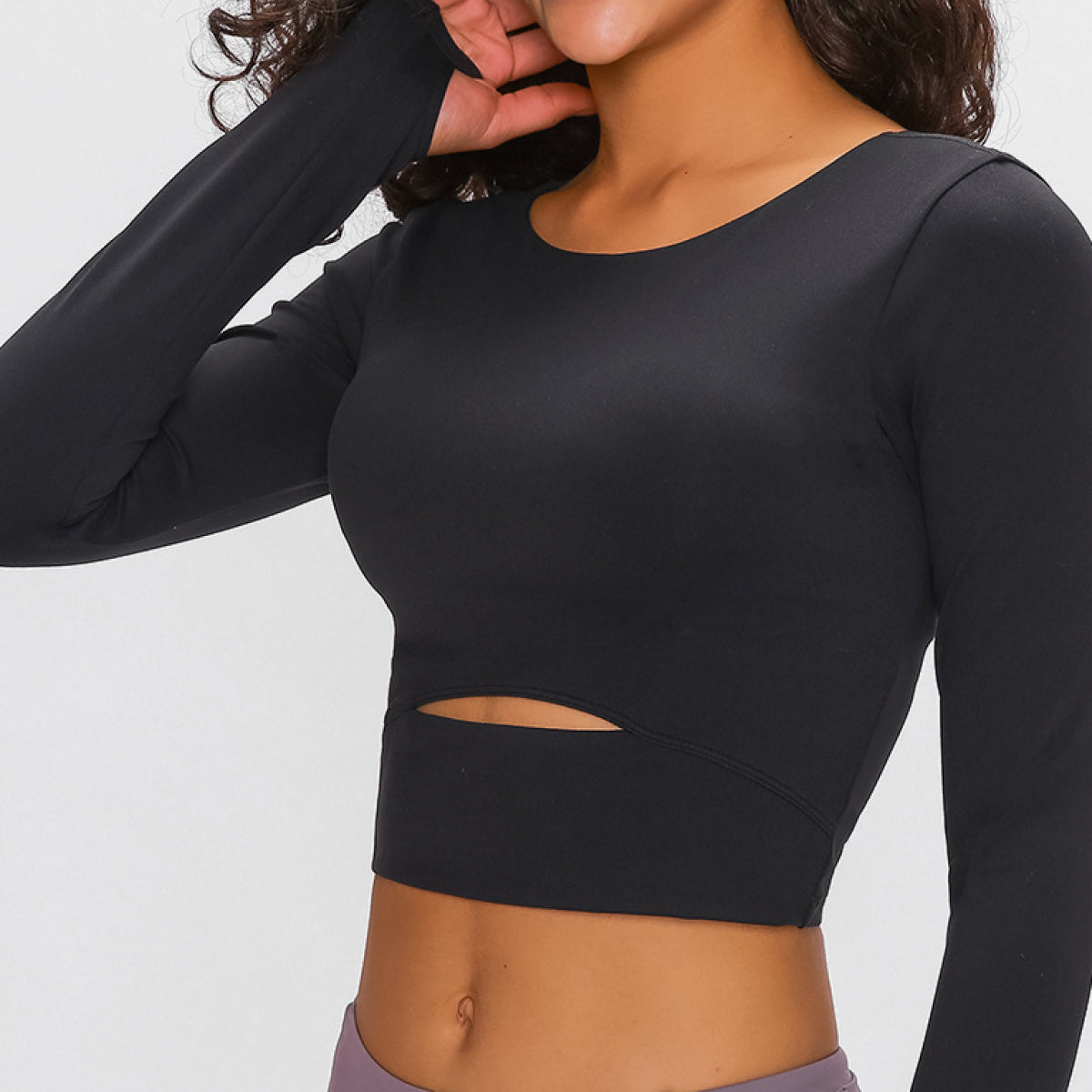 Long Sleeve Cropped Top With Sports Strap - The Daily Makeover