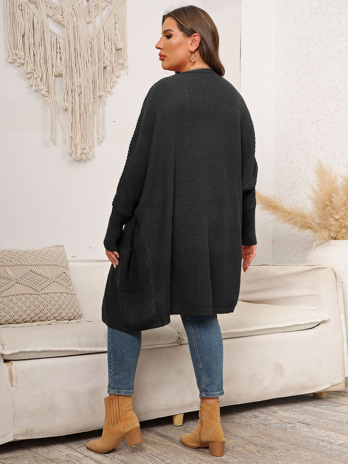 Plus Size Open Front Cardigan With Pockets - The Daily Makeover