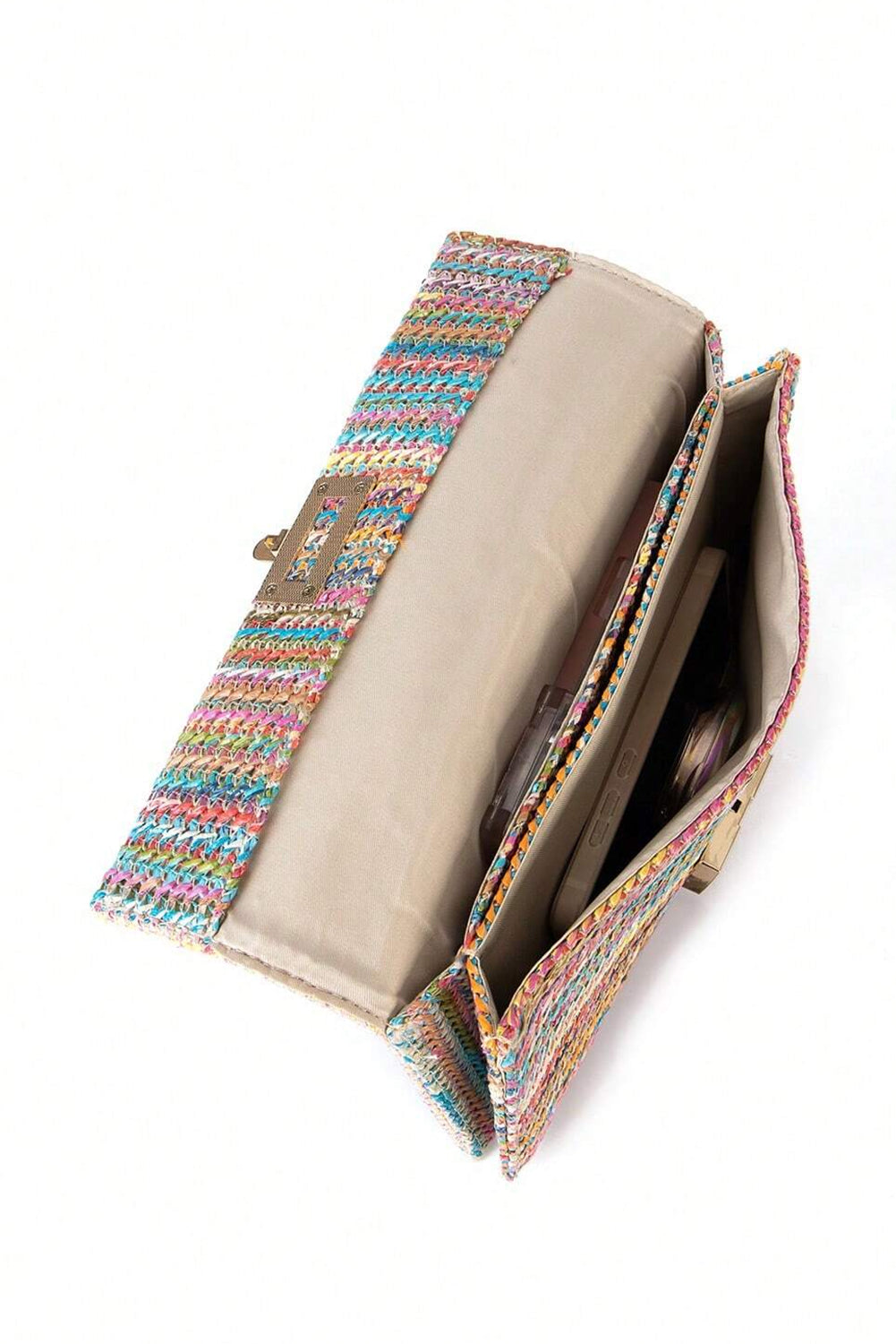 Beige Minimalist Braided Flap Chain Strap Shoulder Bag - The Daily Makeover