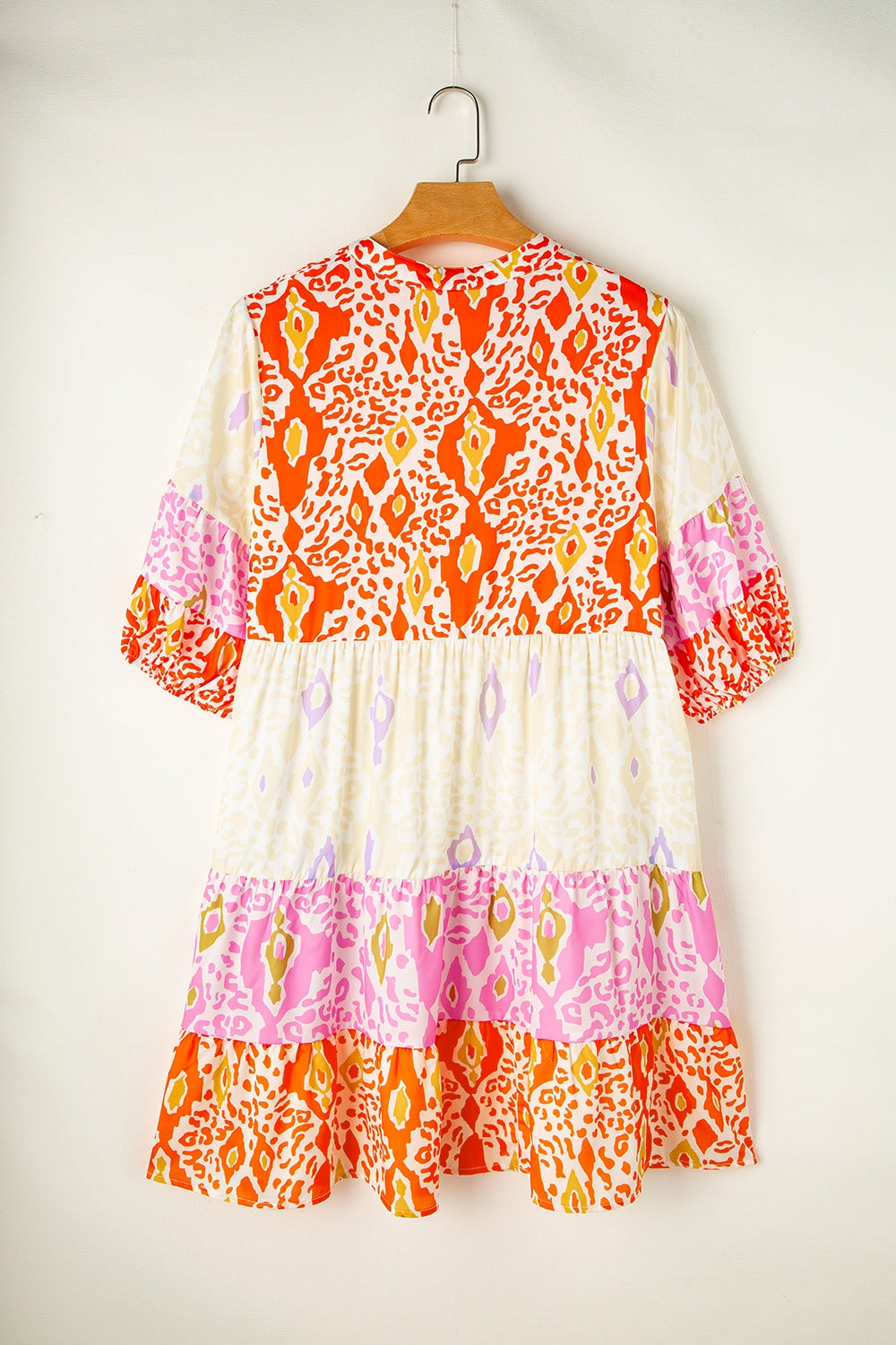 Plus Size Printed Notched Half Sleeve Dress - The Daily Makeover