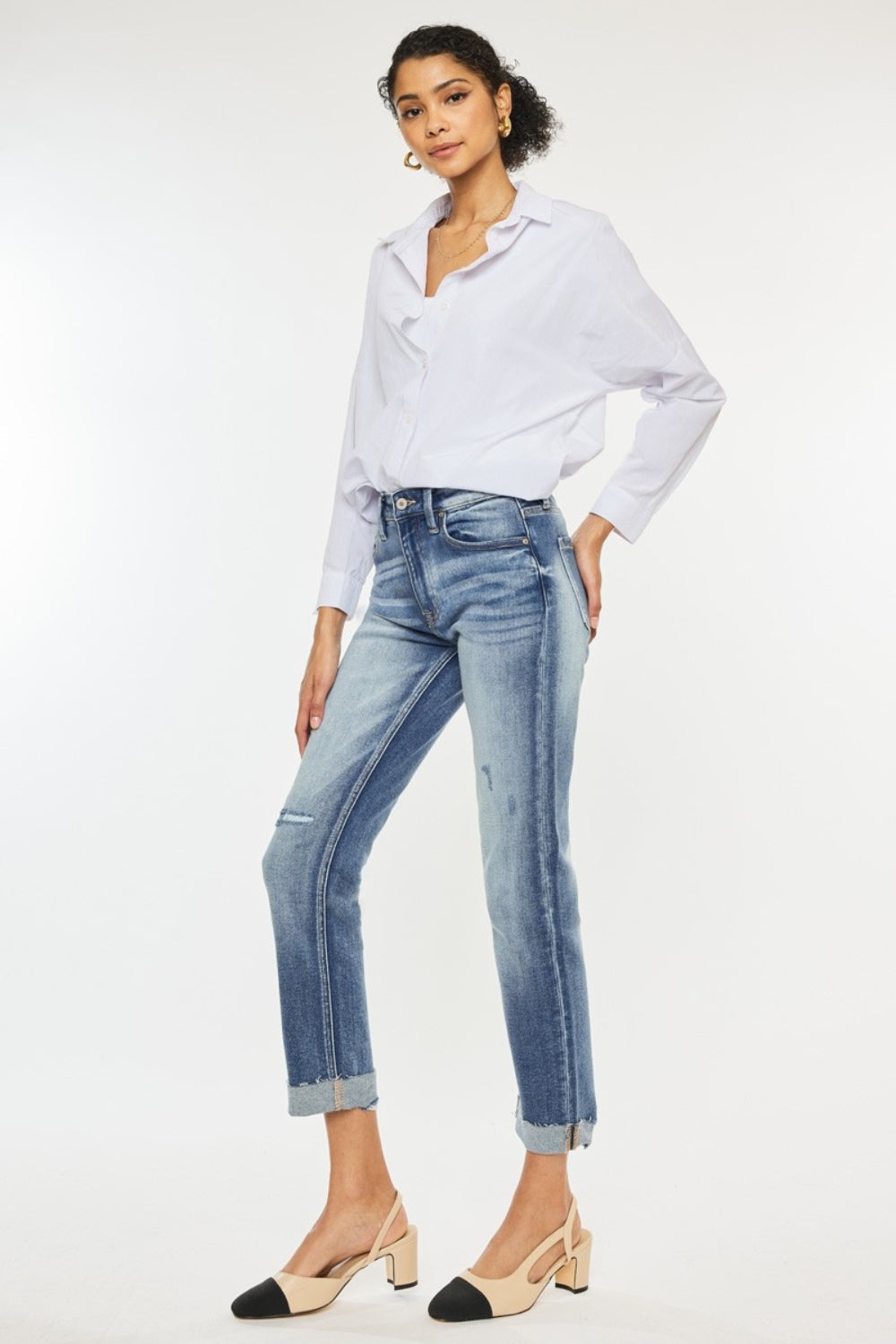 Kancan High Rise Cuffed Straight Jeans - The Daily Makeover