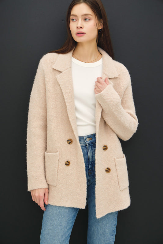 Be Cool Textured Double-Breasted Coat with Pockets - The Daily Makeover