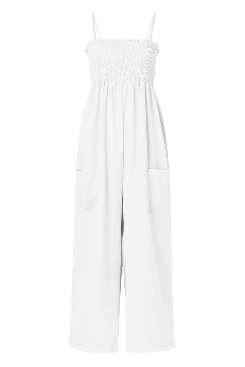 Smocked Spaghetti Strap Wide Leg Jumpsuit - The Daily Makeover