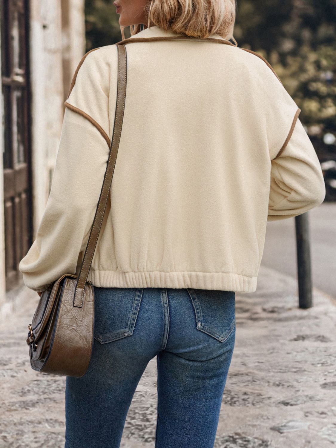 Perfee Zip Up Dropped Shoulder Polar Fleece Jacket - The Daily Makeover