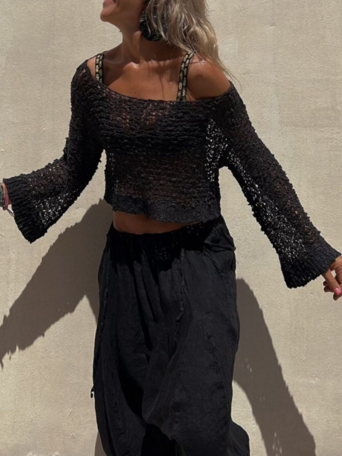Round Neck Long Sleeve Knit Cover Up - The Daily Makeover