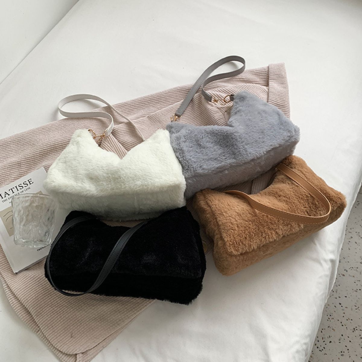 Faux Fur Removable Strap Shoulder Bag - The Daily Makeover