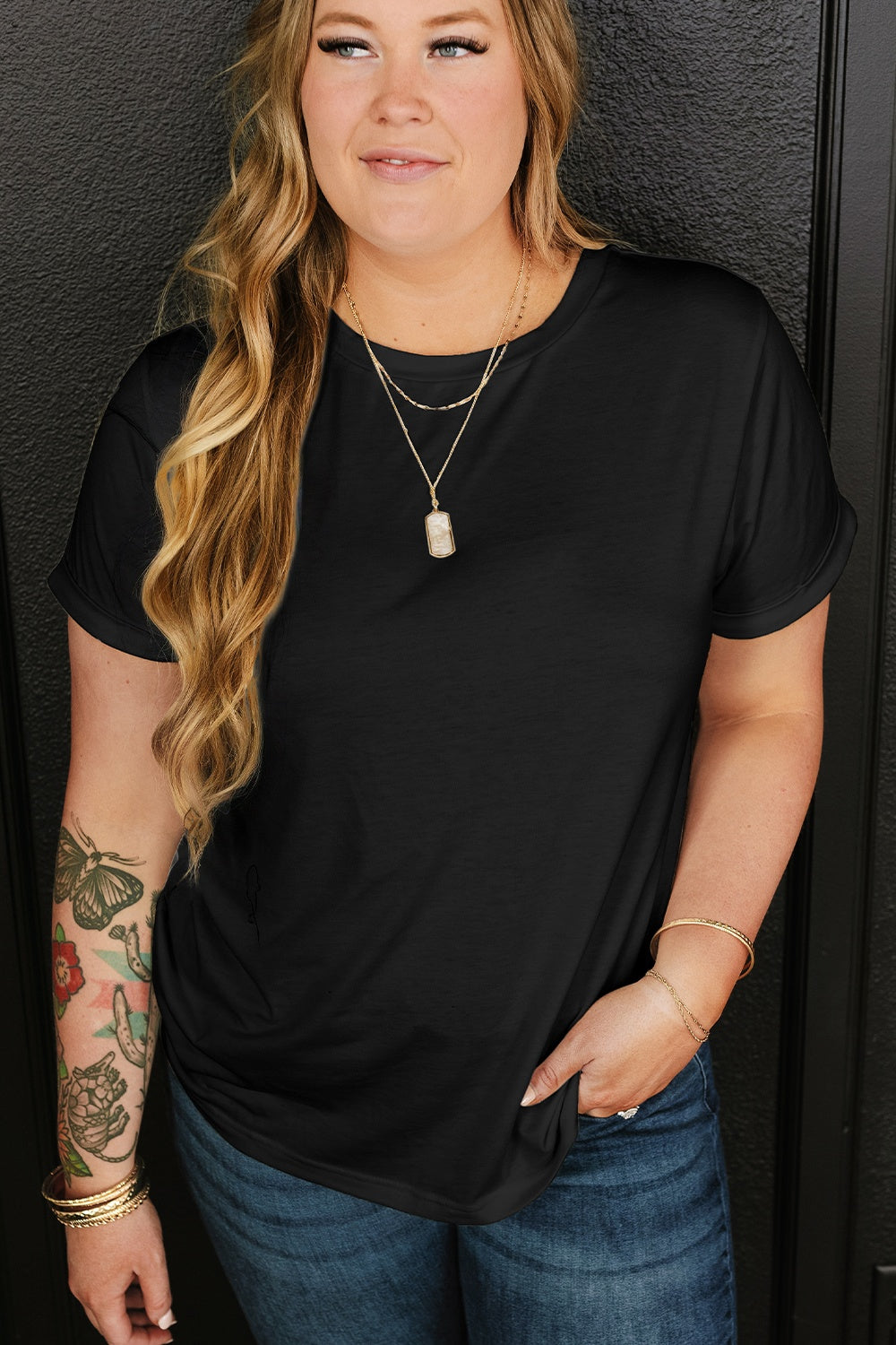 Full Size Round Neck Short Sleeve T-Shirt - The Daily Makeover