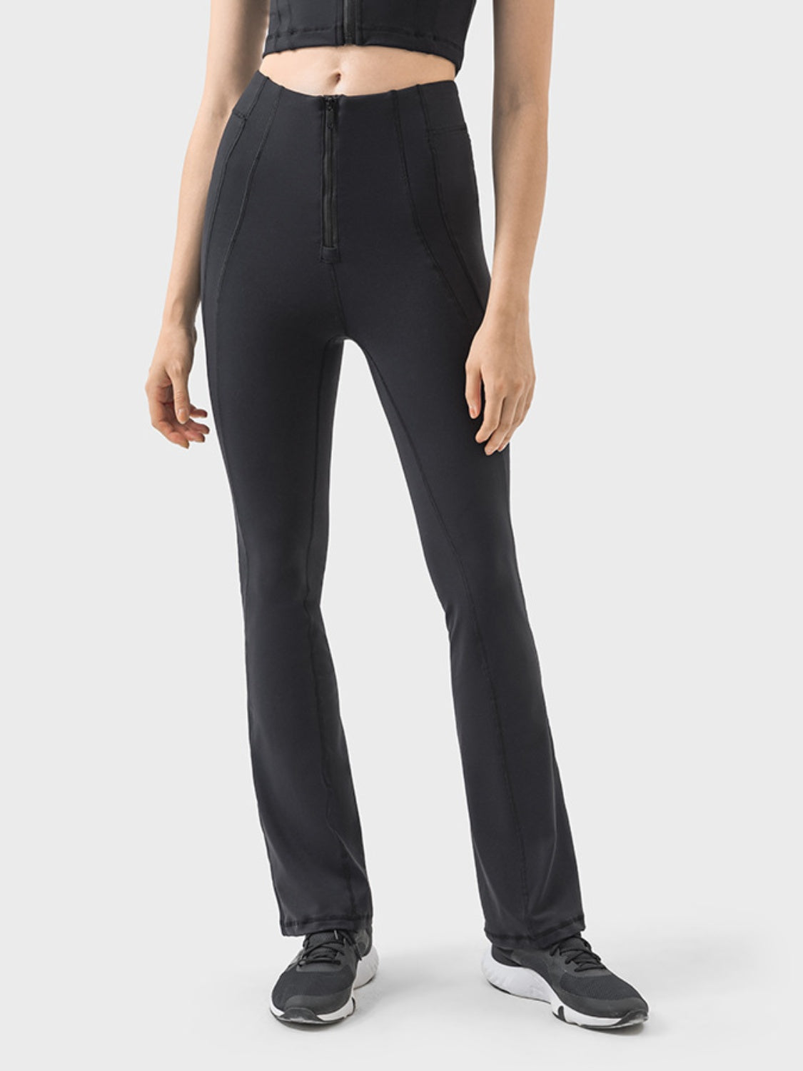 Millennia Zipper Detail High Waist Active Pants - The Daily Makeover