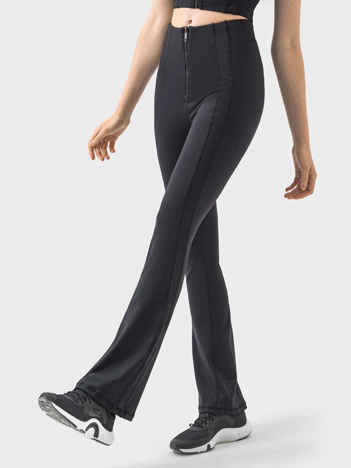 Millennia Zipper Detail High Waist Active Pants - The Daily Makeover