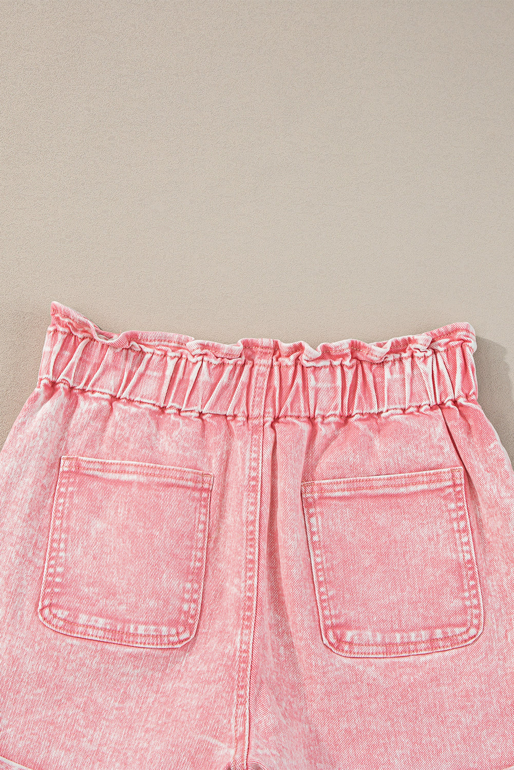 Dusty Pink Vintage Washed Frilled High Waist Denim Shorts - The Daily Makeover
