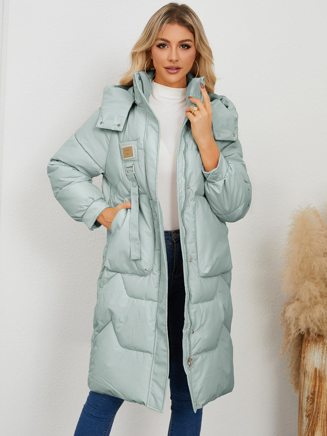 Long Sleeve Longline Hooded Winter Coat - The Daily Makeover