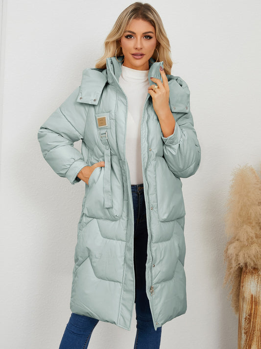 Long Sleeve Longline Hooded Winter Coat - The Daily Makeover