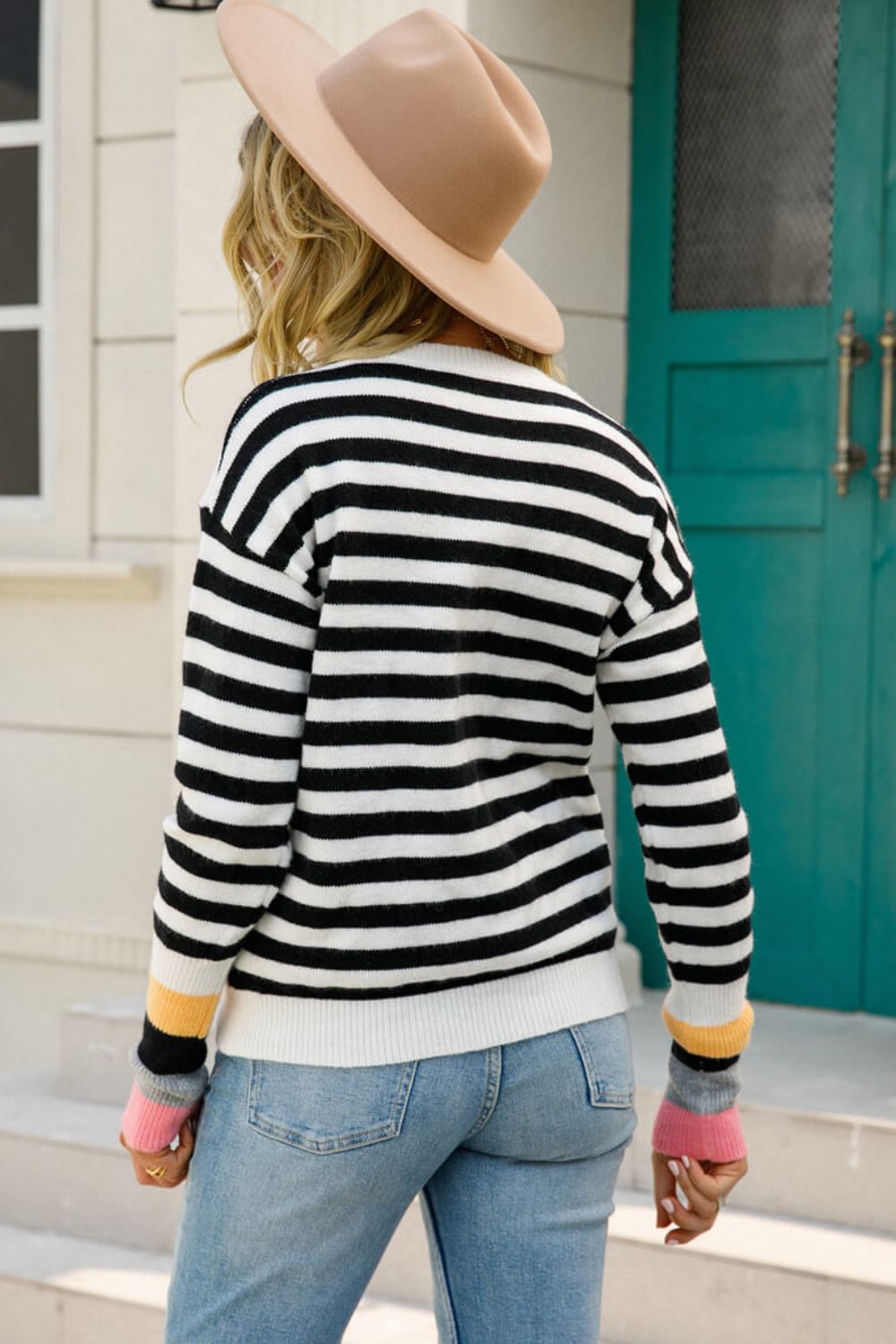 Warm Spice Striped Round Neck Sweater - The Daily Makeover