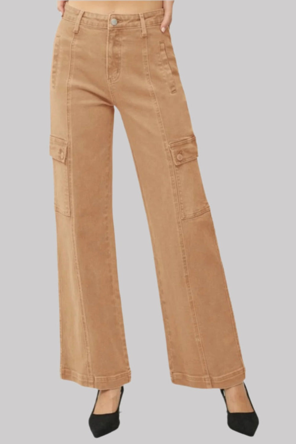Full Size High Rise Wide Leg Cargo Jeans - The Daily Makeover