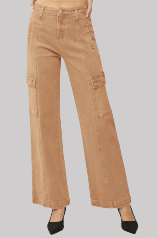 Full Size High Rise Wide Leg Cargo Jeans - The Daily Makeover