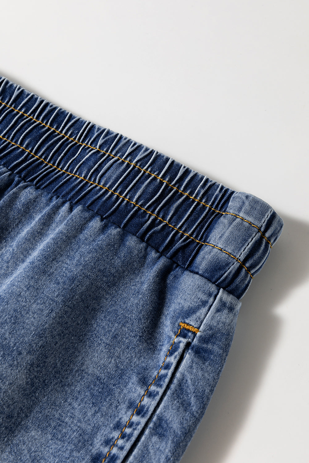 Dusk Blue Drawstring High Waist Plus Size Jeans - The Daily Makeover