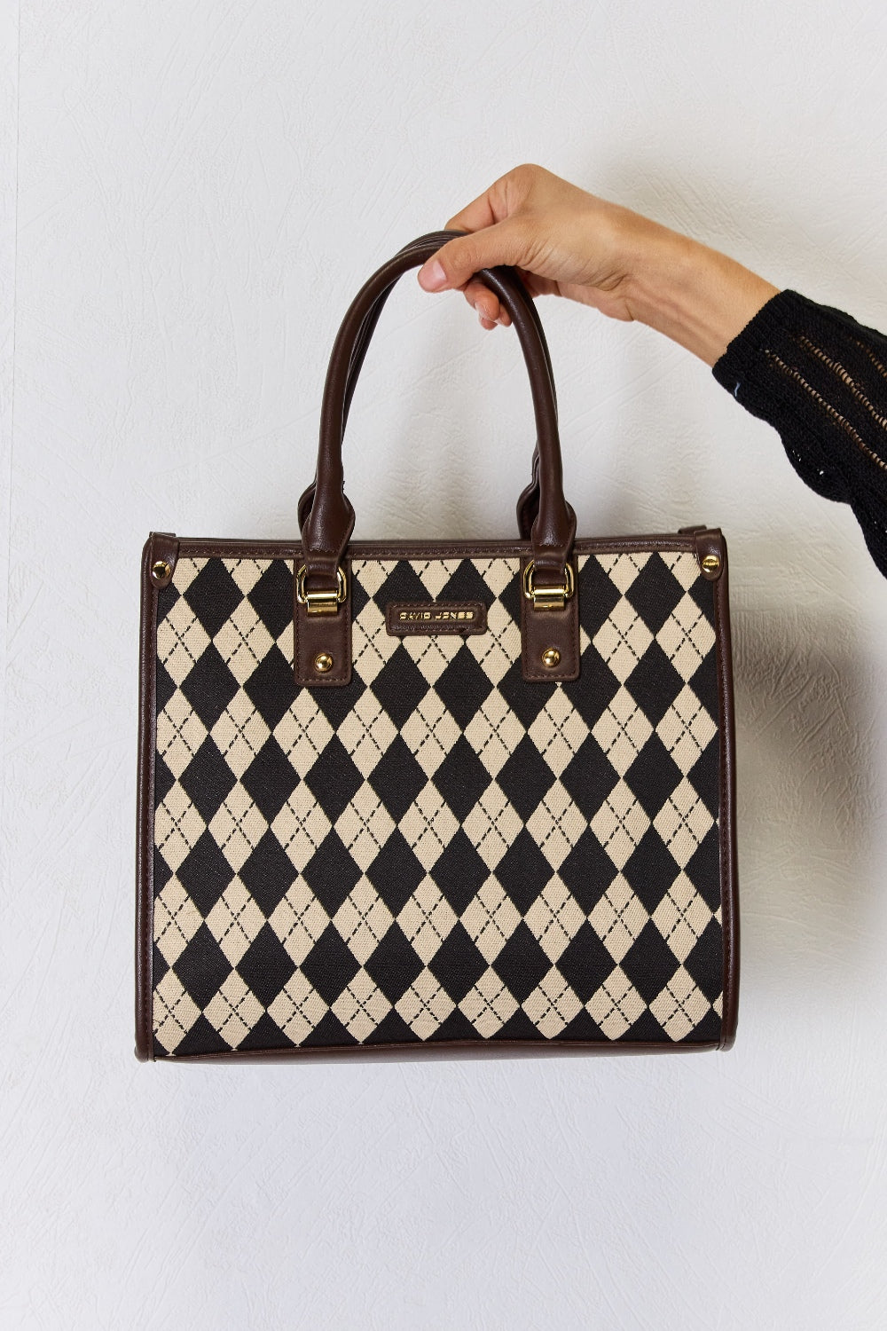David Jones Argyle Pattern PU Leather Handbag - The Daily Makeover