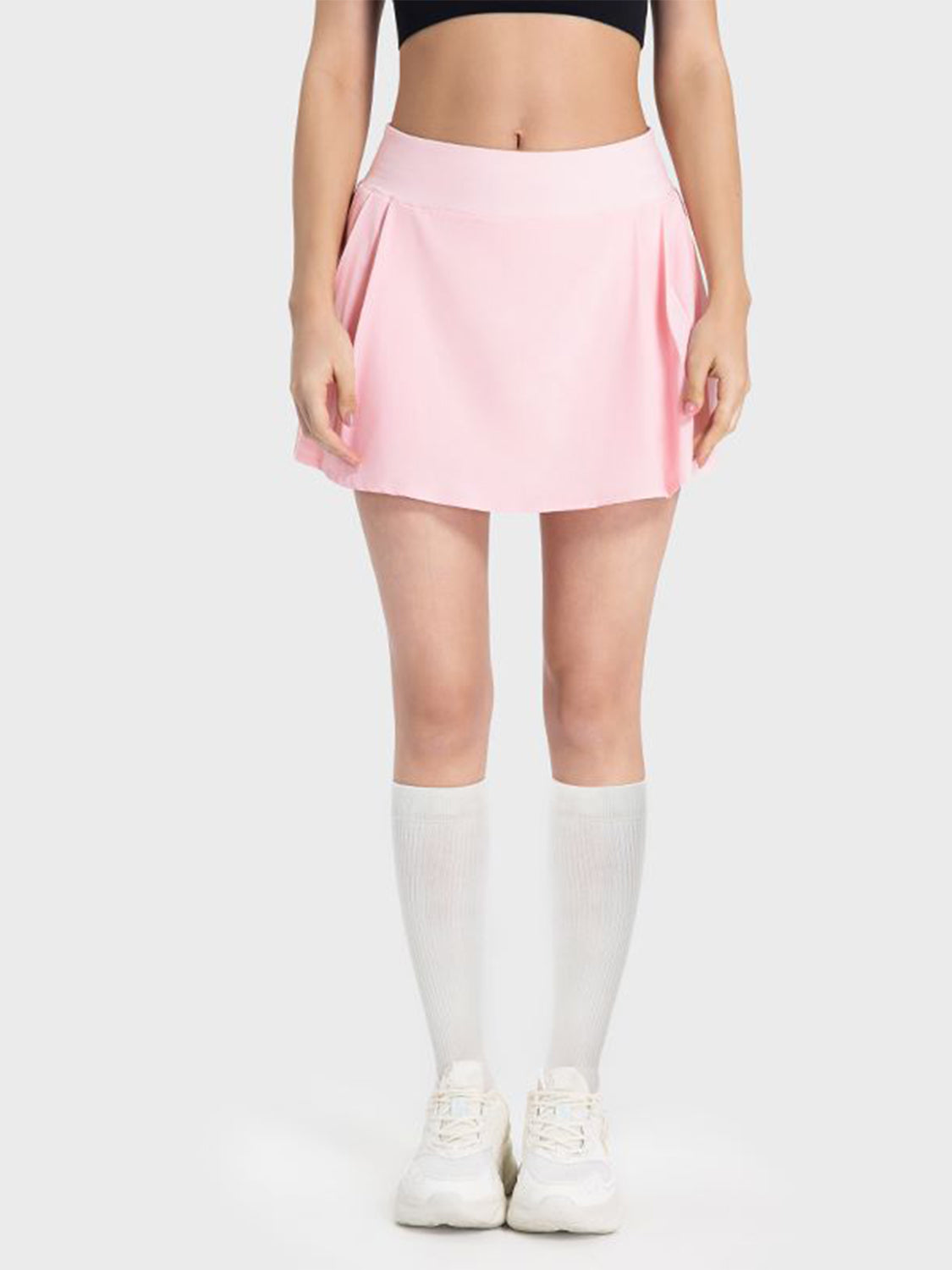 Pleated Detail Mid-Rise Waist Active Skirt - The Daily Makeover