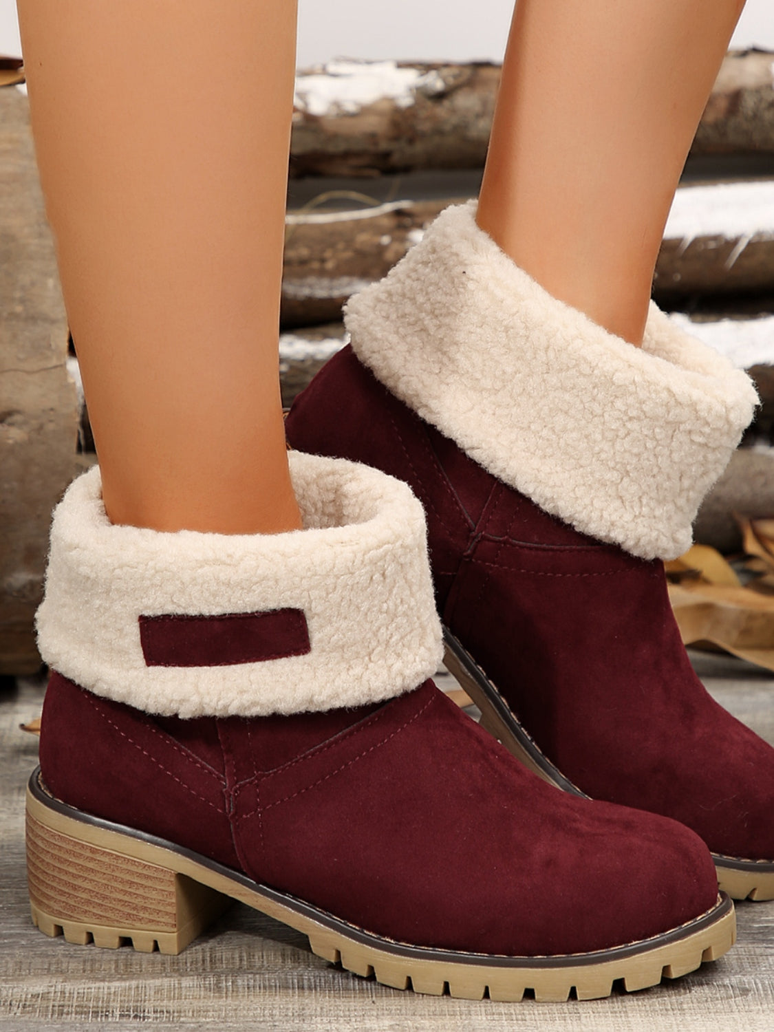 Thermal Fuzzy Block Heel Boots - The Daily Makeover