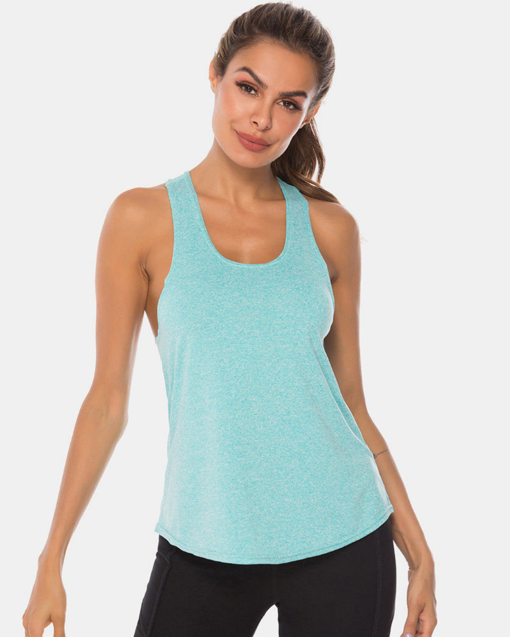Full Size Scoop Neck Wide Strap Active Tank - The Daily Makeover