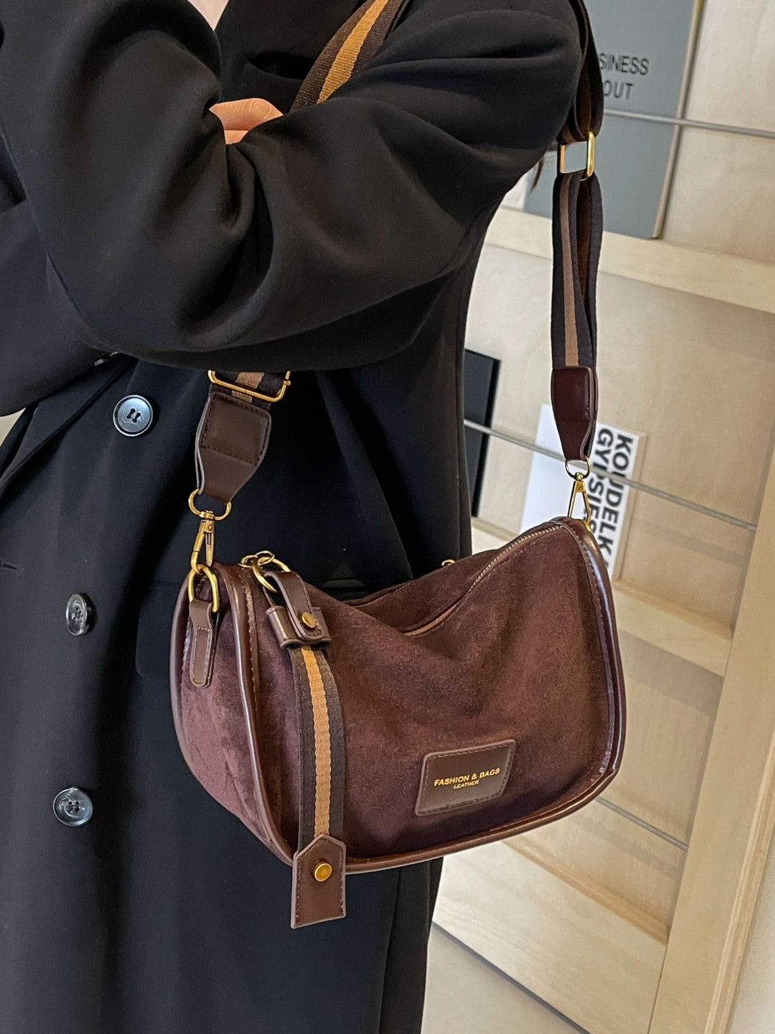 Suede Adjustable Strap Shoulder Bag - The Daily Makeover