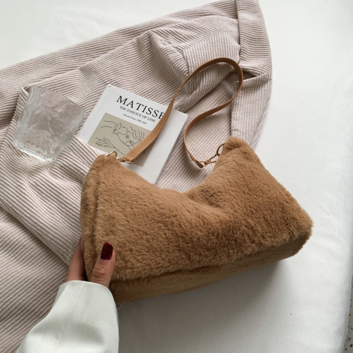 Faux Fur Removable Strap Shoulder Bag - The Daily Makeover