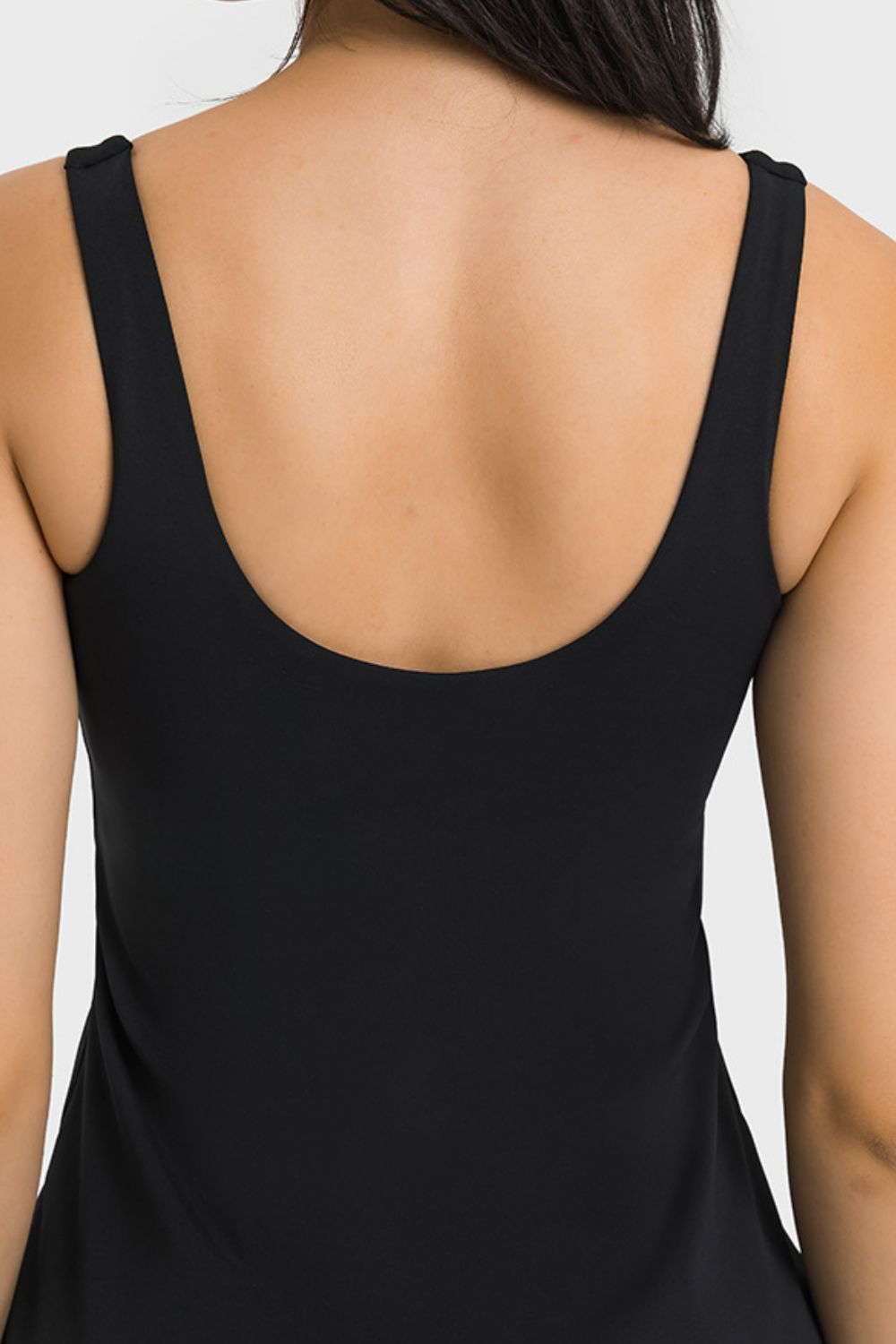 Square Neck Sports Tank Dress with Full Coverage Bottoms - The Daily Makeover