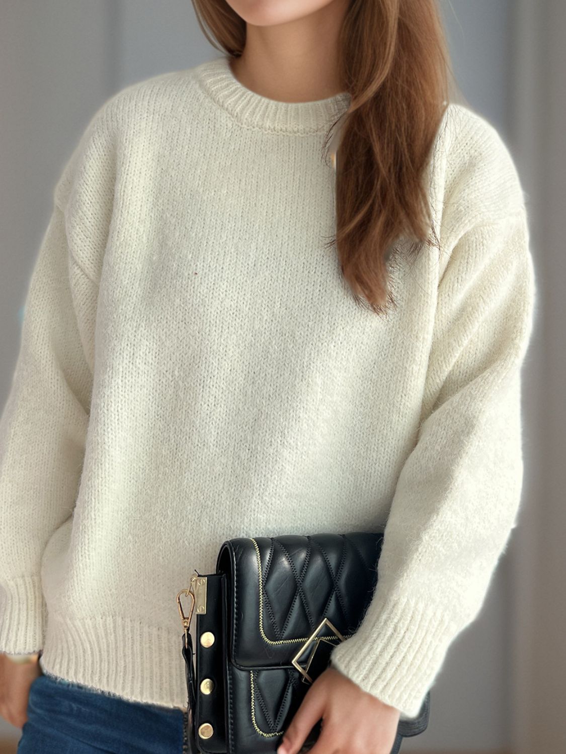 Round Neck Long Sleeve Sweater - The Daily Makeover