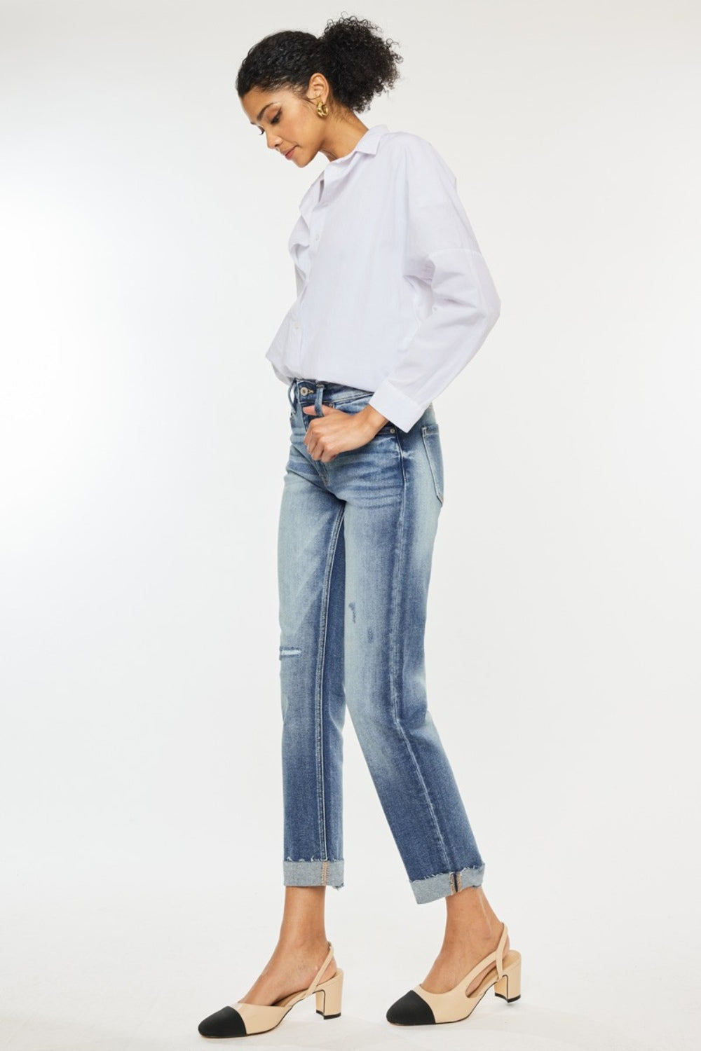 Kancan High Rise Cuffed Straight Jeans - The Daily Makeover