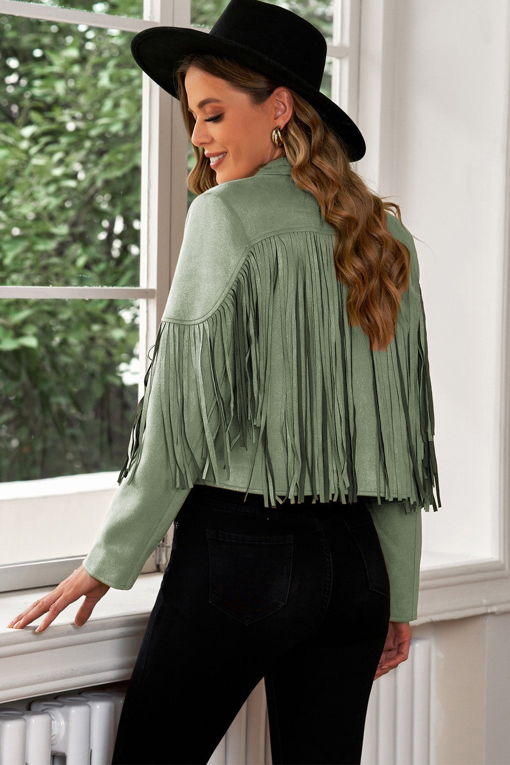 Fringe Trim Lapel Collar Cropped Blazer - The Daily Makeover