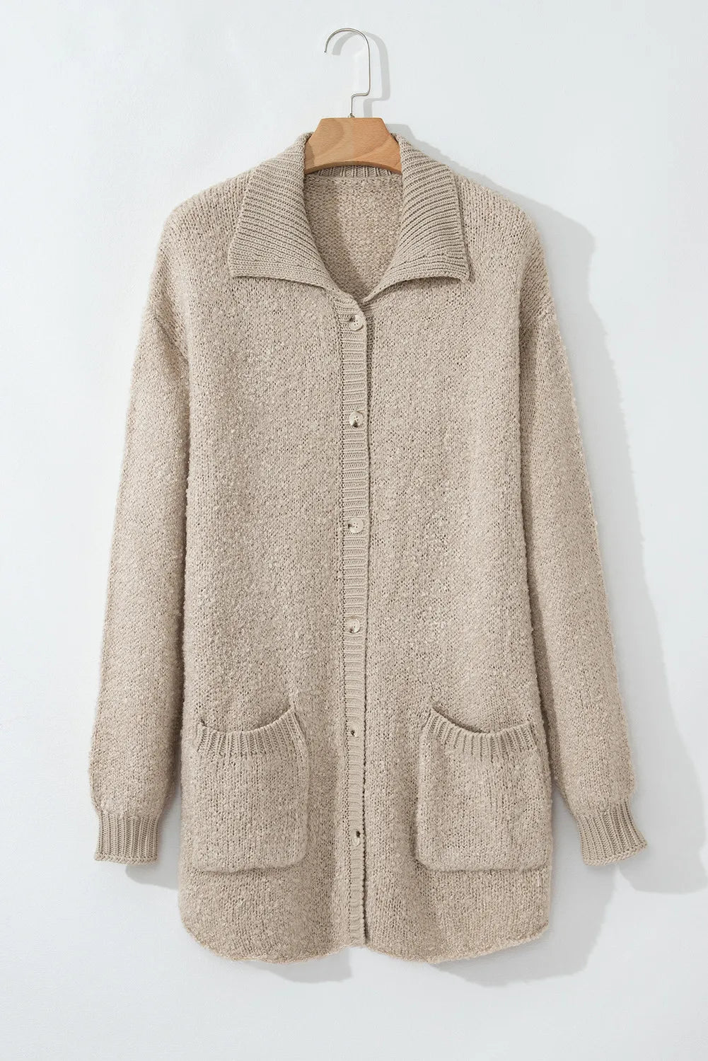 Pocketed Button Up Long Sleeve Cardigan - The Daily Makeover