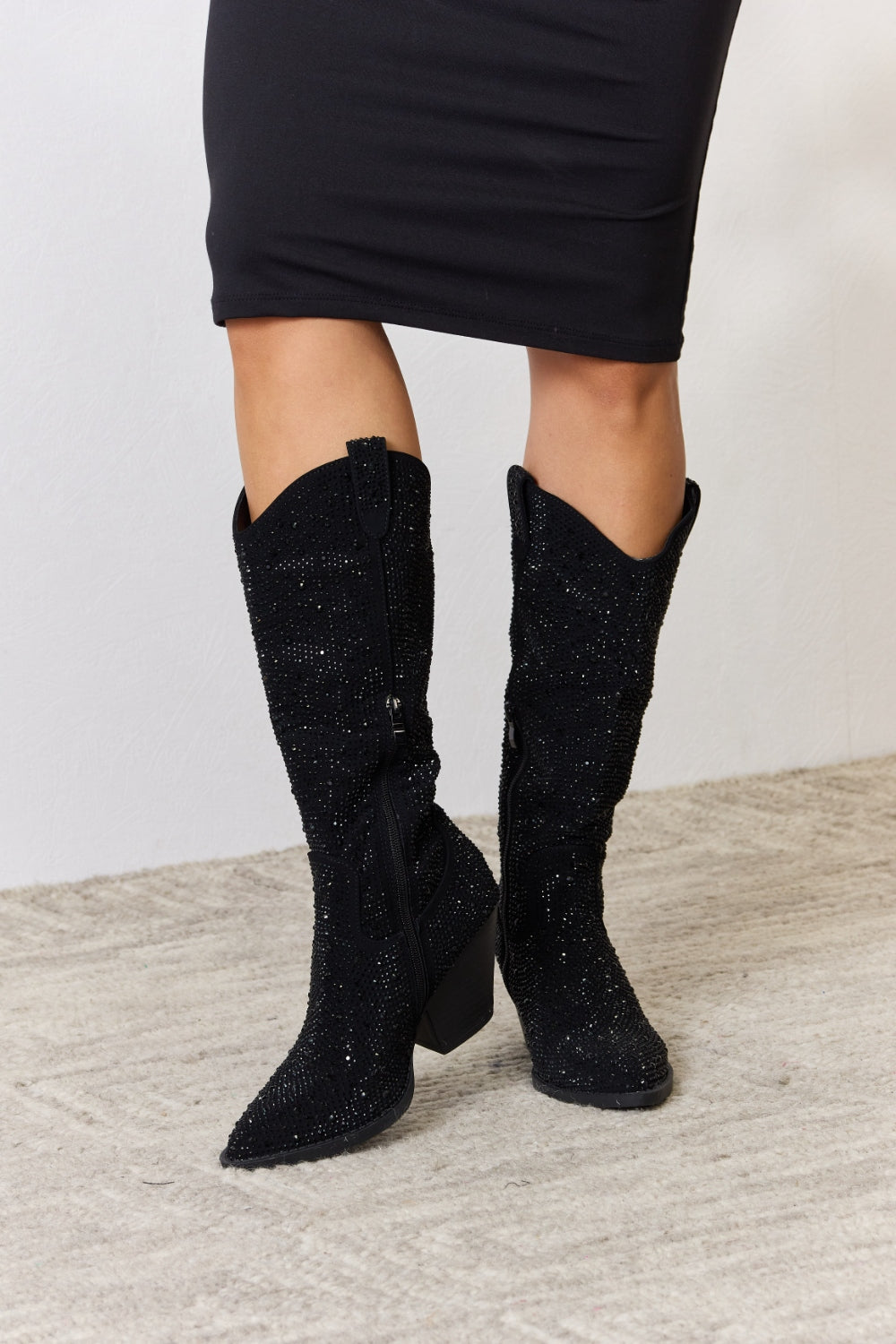 Forever Link Rhinestone Knee High Cowboy Boots - The Daily Makeover