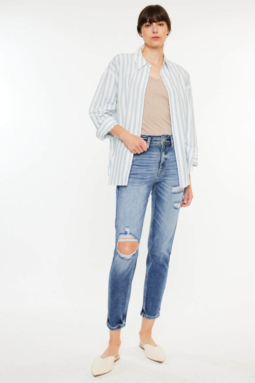 Kancan High Rise Distressed Mom Jeans - The Daily Makeover