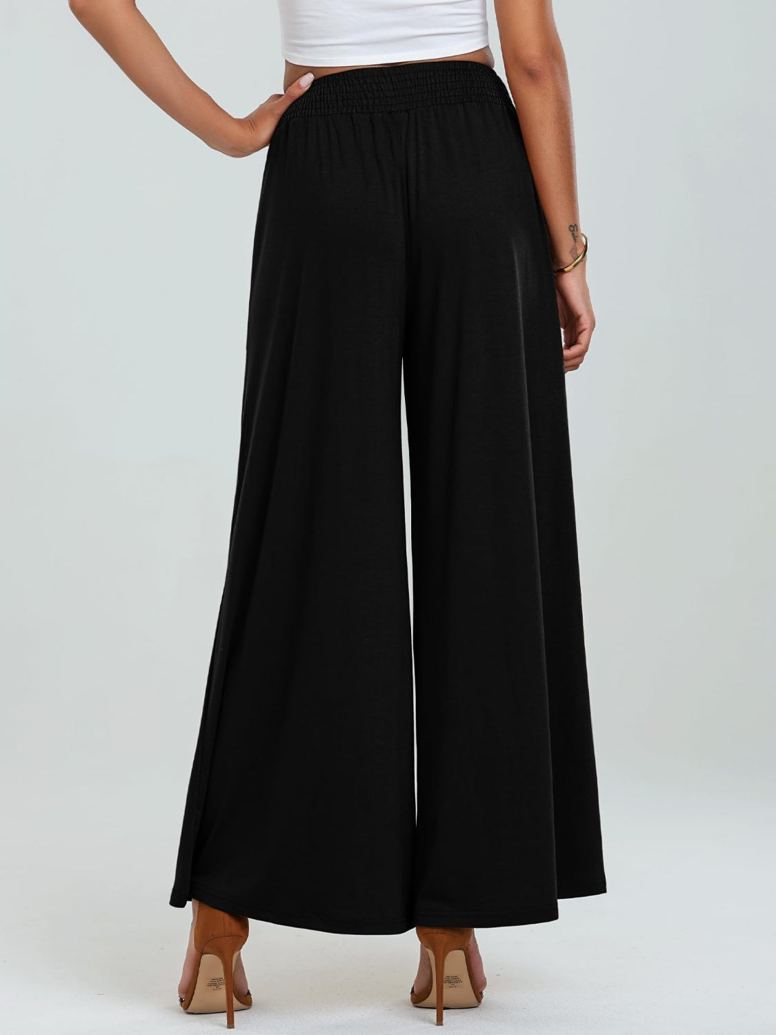 Pocketed Elastic Waist Wide Leg Pants - The Daily Makeover