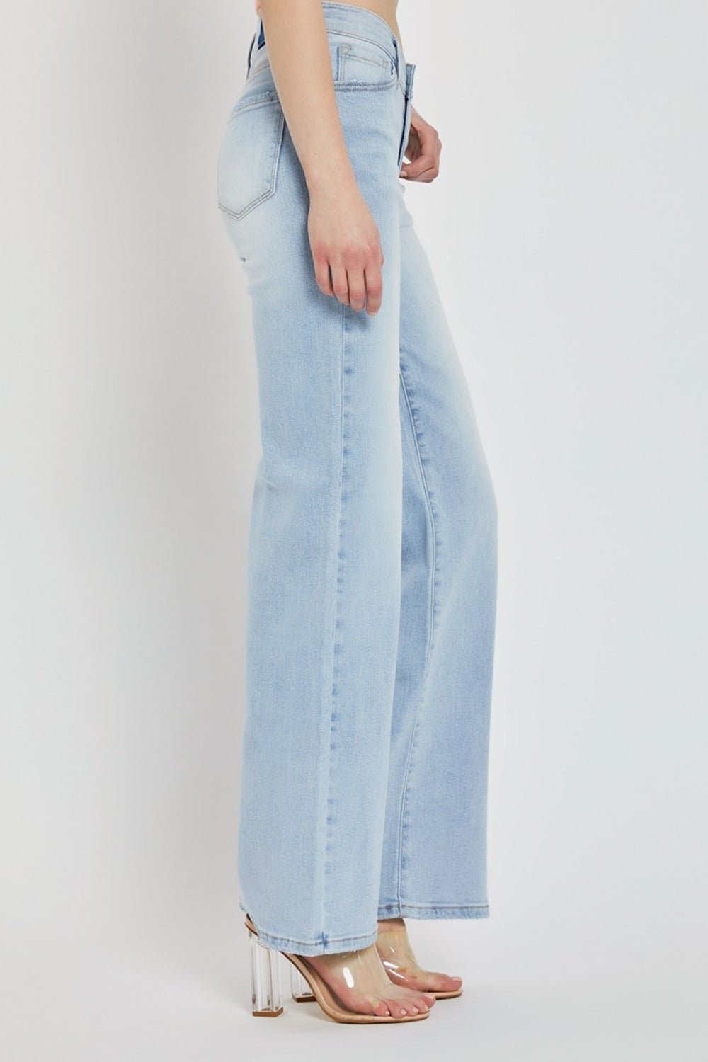 Full Size Wide Leg V Dipped Front Waist Jeans