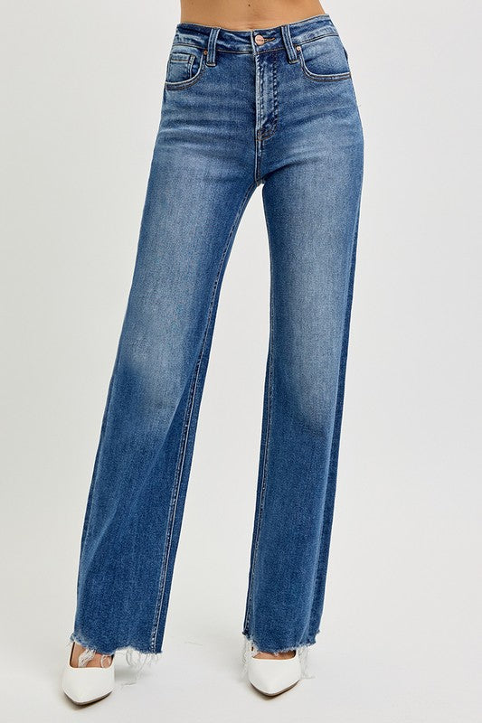 RISEN Tummy Control High Rise Raw Cut Jeans - The Daily Makeover