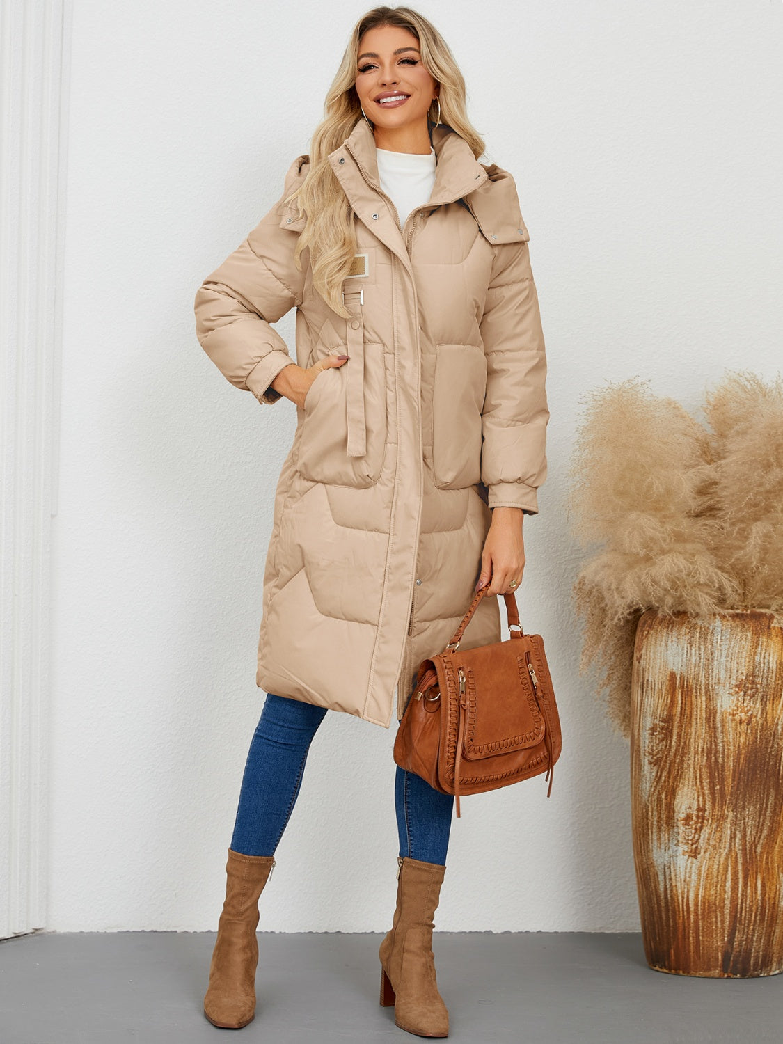 Long Sleeve Longline Hooded Winter Coat - The Daily Makeover